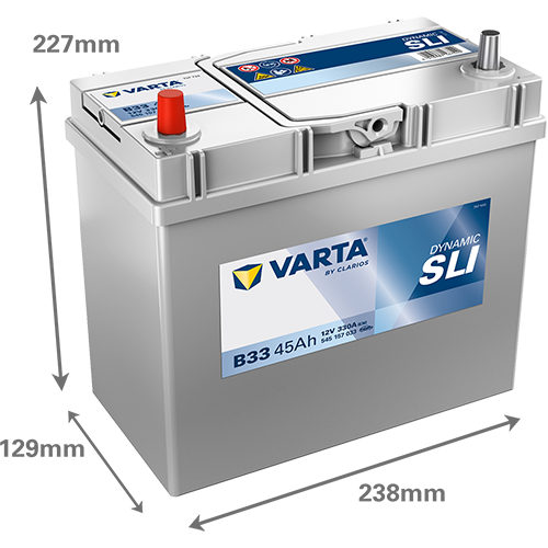Аккумулятор VARTA SLI B33 45 Ач прям. пол. тонк. кл. 330A 238x129x227