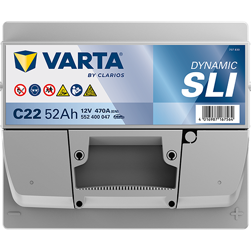 Аккумулятор Varta SLI C22 52R обр. пол. 470A 207x175x190