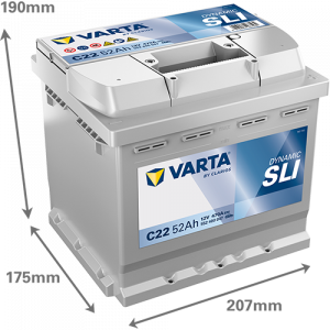 Аккумулятор Varta SLI C22 52R обр. пол. 470A 207x175x190