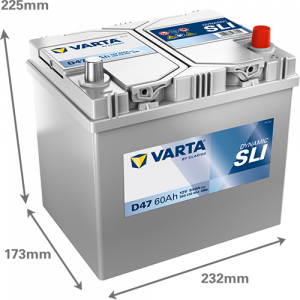 Аккумулятор Varta SLI D47 60 Ач обр. пол. 540A 232x173x225