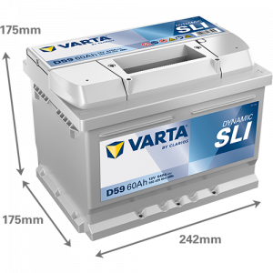 Аккумулятор Varta SLI D59 60 Ач обр. пол. 540A 242x175x175