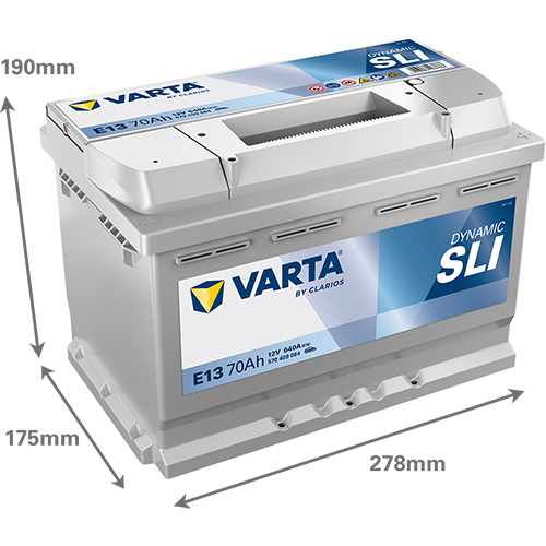 Аккумулятор Varta SLI E13 70 Ач обр. пол. 640A 278x175x190