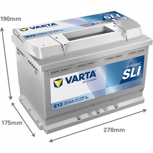 Аккумулятор Varta SLI E13 70 Ач обр. пол. 640A 278x175x190