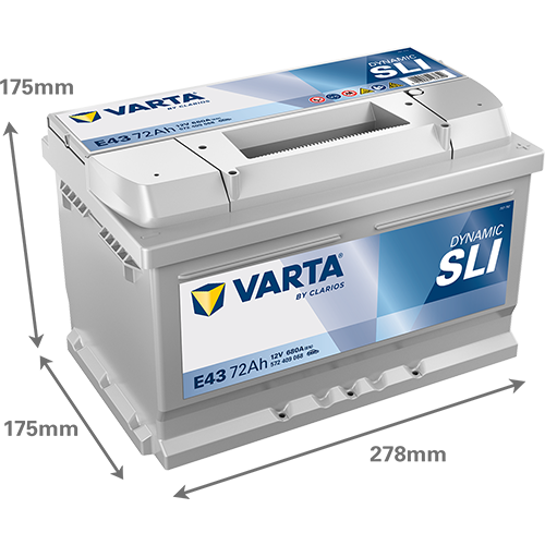 Аккумулятор Varta SLI E43 74 Ач обр. пол. низкий 680A 278x175x175
