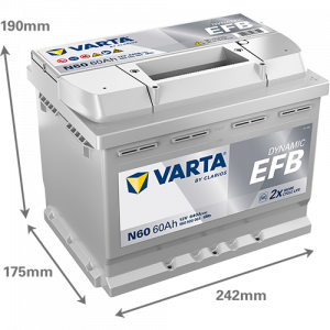 Аккумулятор Varta EFB N60 60 Ач обр. пол. 640A 242x175x190 (New)