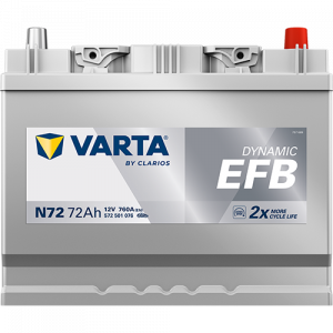 Аккумулятор Varta EFB N72 72 Ач обр. пол. 760A 261x175x220 (New)