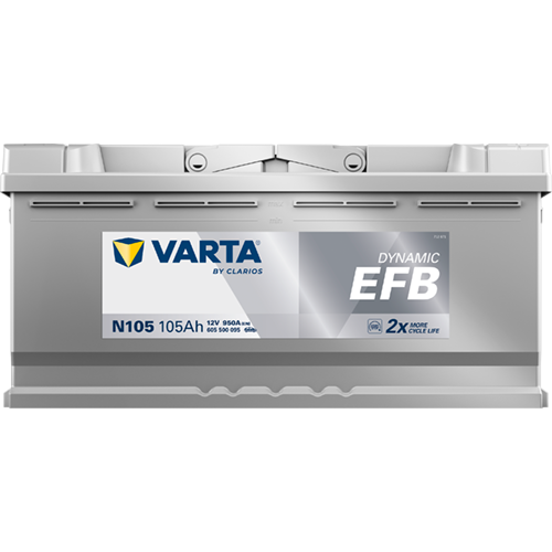 Аккумулятор Varta EFB N105 105 Ач обр. пол. 950A 394x175x190 (New)