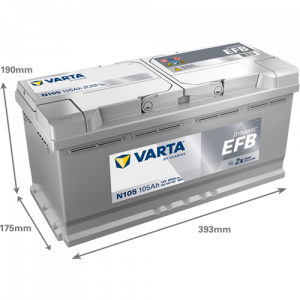 Аккумулятор Varta EFB N105 105 Ач обр. пол. 950A 394x175x190 (New)