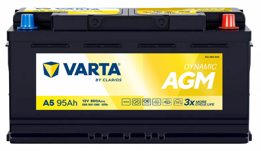 Аккумулятор VARTA DYNAMIC AGM А5 95Ач обр. пол. 850A 353x175x190 (595901085)