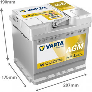 Аккумулятор VARTA AGM А9 50Ач обр. пол. 540A 207x175x190