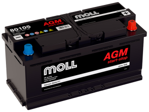 Аккумулятор MOLL AGM 105 Ач 950А обр. пол. 393х175х190