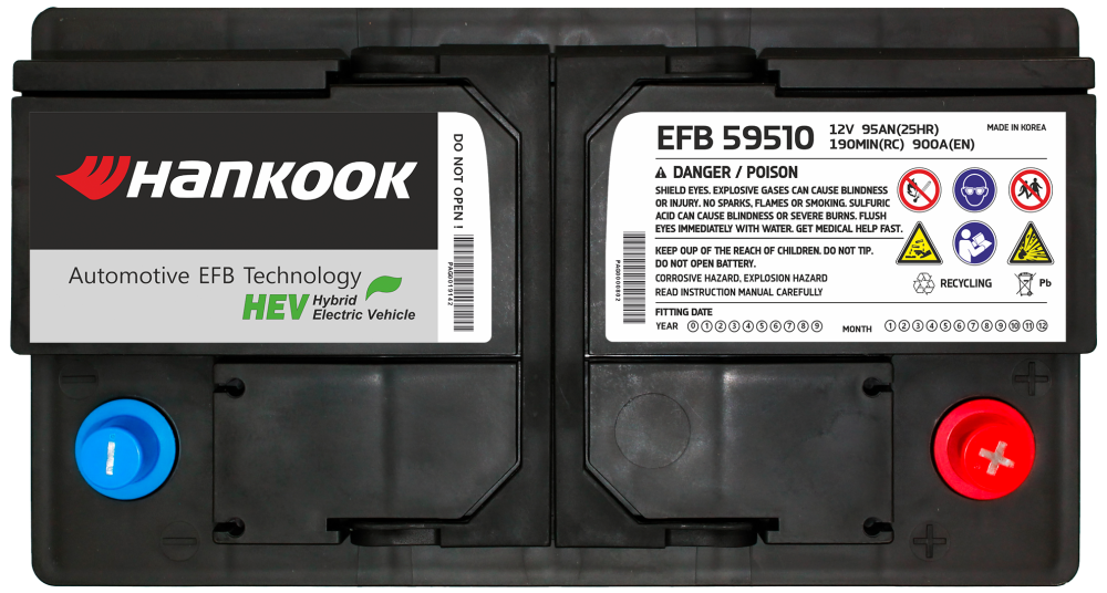 Аккумулятор HANKOOK EFB Start-Stop 95 Ач обр. пол. 900A 353x1705x190