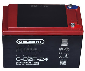 Тяговый аккумулятор Gelbert 6-DZF-24 (12V26A/H C5) прям. пол 185х98х130