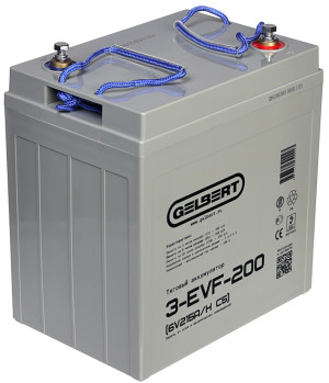Тяговый аккумулятор Gelbert 3-EVF-200 (6V215A/H C5) прям. пол 260х180х270