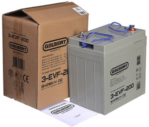 Тяговый аккумулятор Gelbert 3-EVF-200 (6V215A/H C5) прям. пол 260х180х270