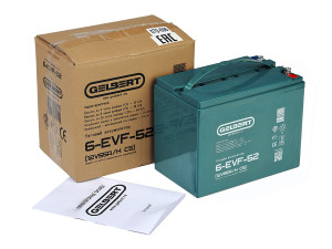 Тяговый аккумулятор Gelbert 6-EVF-52 (12V55A/H C5) прям. пол 223х135х177