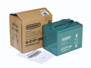 Тяговый аккумулятор Gelbert 6-EVF-55 (12V58.5A/H C5) прям. пол 230х150х180