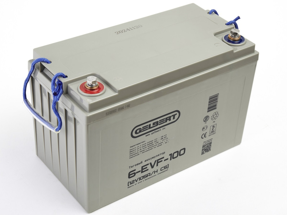 Тяговый аккумулятор Gelbert 6-EVF-100 (12V105A/H C5) прям. пол 330х170х212