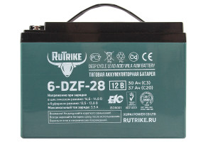 Тяговый аккумулятор RuTrike 6-DZF-28 (12V28A/H C3) обр. пол 175х165х125