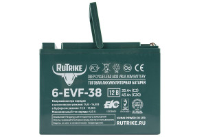 Тяговый аккумулятор RuTrike 6-EVF-38 (12V38A/H C3) прям. пол 223х108х175