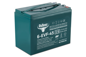 Тяговый аккумулятор RuTrike 6-EVF-45 (12V45A/H C5) прям. пол 223х120х175