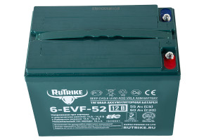 Тяговый аккумулятор RuTrike 6-EVF-52 (12V52A/H C5) прям. пол 223х135х177