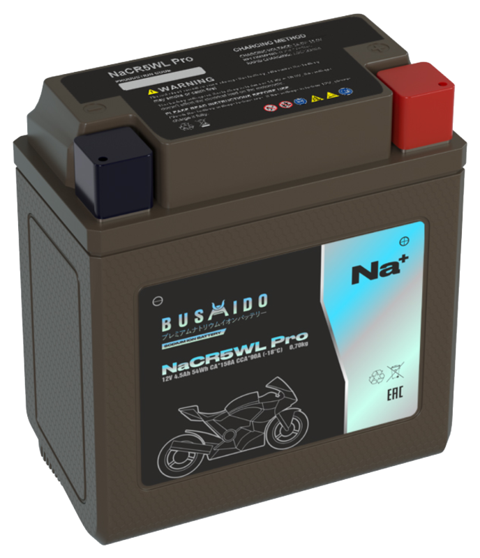 Аккумулятор BUSHIDO NaCR5WL Pro Натрий-ионный 4,5Ач 90A обр. пол. 119x60x129 YB5L-BS