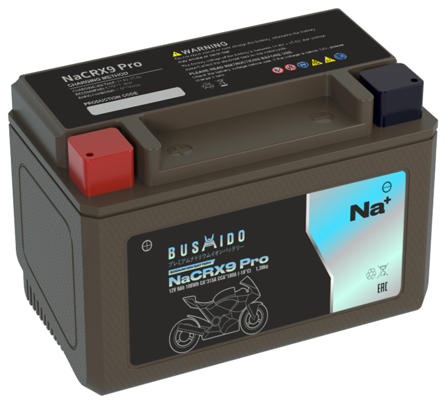 Аккумулятор BUSHIDO NaCRX9 Pro Натрий-ионный 9Ач 180A прям. пол. 150x86x107 UTX9-BS