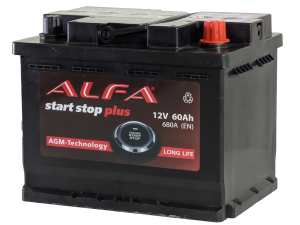 Аккумулятор ALFA AGM 60 Ач 680A обр. пол. 242x175x190