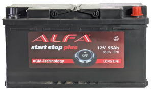 Аккумулятор ALFA AGM 95 Ач 850A обр. пол. 353x175x190