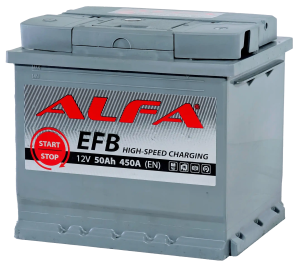Аккумулятор ALFA EFB 50 Ач 450A обр. пол. 207x175x190