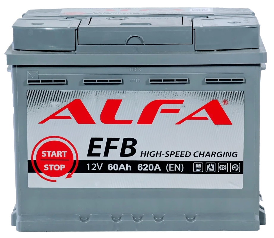 Аккумулятор ALFA EFB 60 Ач 620A обр. пол. 242x175x190