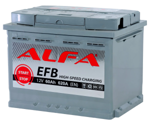 Аккумулятор ALFA EFB 60 Ач 620A обр. пол. 242x175x190