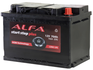 Аккумулятор ALFA AGM 70 Ач 760A обр. пол. 278x175x190