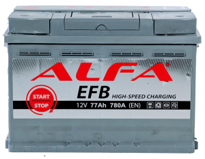 Аккумулятор ALFA EFB 77 Ач 780A обр. пол. 278x175x190