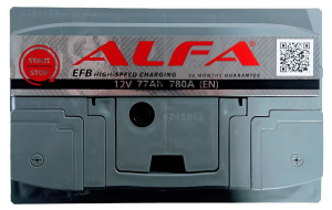 Аккумулятор ALFA EFB 77 Ач 780A обр. пол. 278x175x190