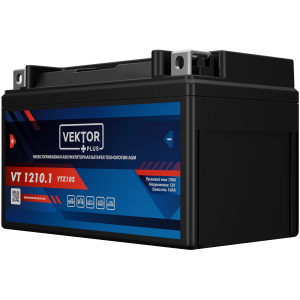 Аккумулятор для мототехники VEKTOR+ AGM VT1210.1 10Ач 190A прям. пол. 150x86x94 (YTZ10S)