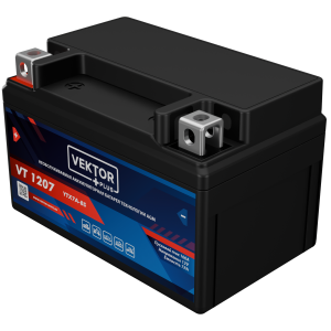 Аккумулятор для мототехники VEKTOR+ AGM VT1207 7Ач 100A прям. пол. 150x86x94 (YTX7A-BS)