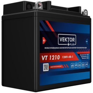 Аккумулятор для мототехники VEKTOR+ AGM VT1210 9Ач 120A прям. пол. 137x76x134 (12N9-4B-1)