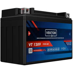 Аккумулятор для мототехники VEKTOR+ AGM VT1209 9Ач 135A прям. пол. 150x86x107 (YTX9-BS)
