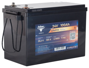 Тяговый аккумулятор RuTrike LiFePO4 24V 100Ah 120 AWh обр. пол 383х194х263