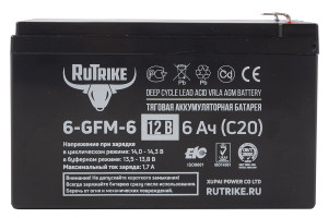 Тяговый аккумулятор RuTrike 6-GFM-6 12V 6Ah C20 прям. пол 150x50x99