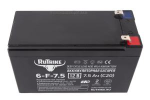 Тяговый аккумулятор RuTrike 6-F-7.5 12V 7.5Ah C20 прям. пол 151x65x101