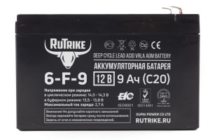 Тяговый аккумулятор RuTrike 6-F-9 12V 9Ah C20 прям. пол 151x65x100