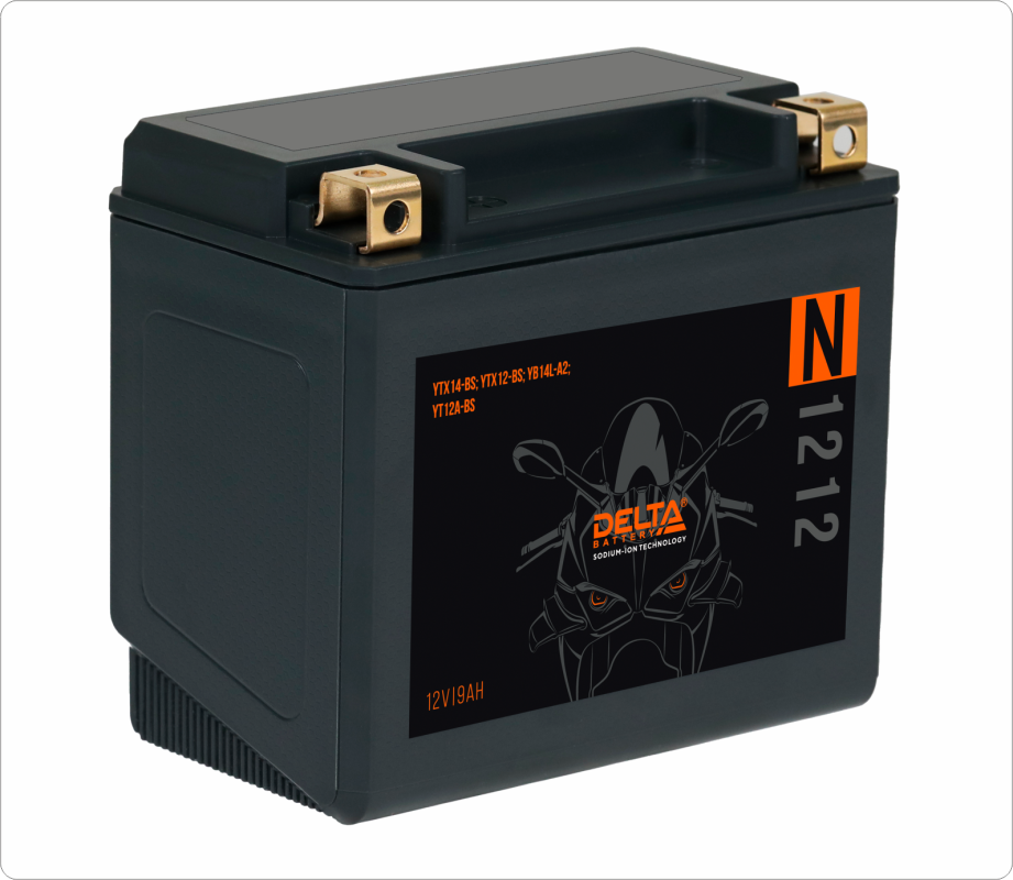 Аккумулятор для мототехники DELTA N 1212 9Ah 315A прям. пол. 150x87x130 (YTX14-BS; YTX12-BS; YB14L-A2; YT12A-BS)